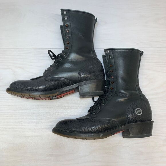 Double H Packer Boots Lacer Mens 10B Black Leather Western Cowboy Kiltie Packer main image 11